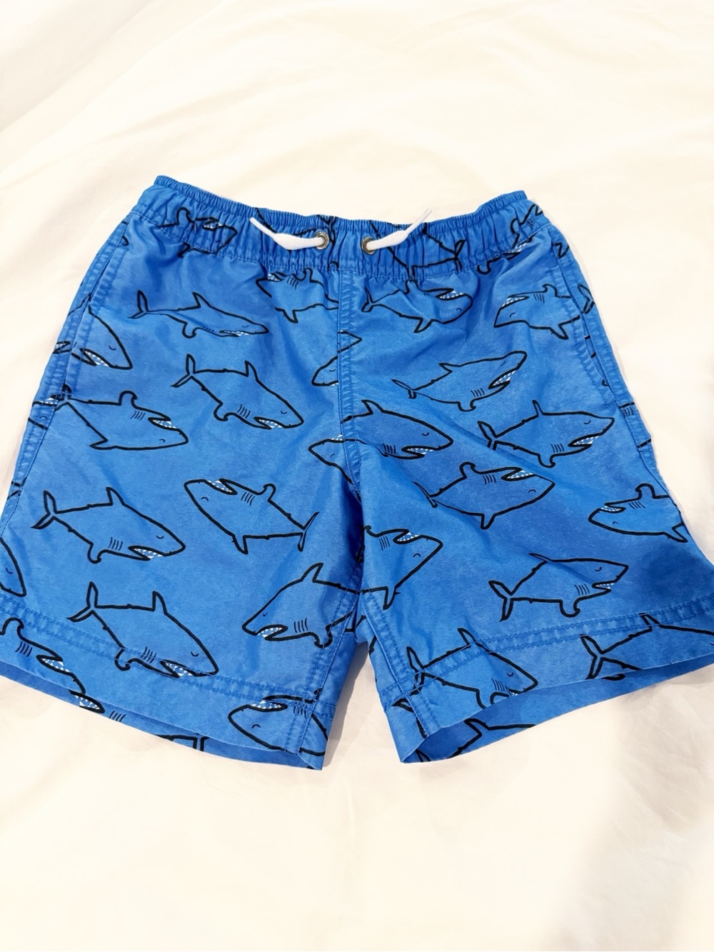 Hanna Andersson Blue Shark Print Swim Trunks Size 6-7 Years